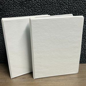 Staples White Mini 3-Ring Binders w/Business Card Holder Pages/Pockets